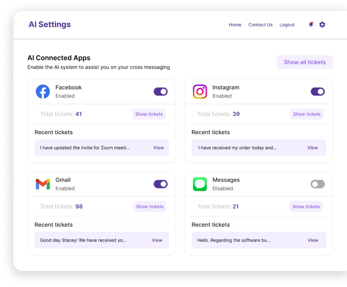 AI ticketing system settings