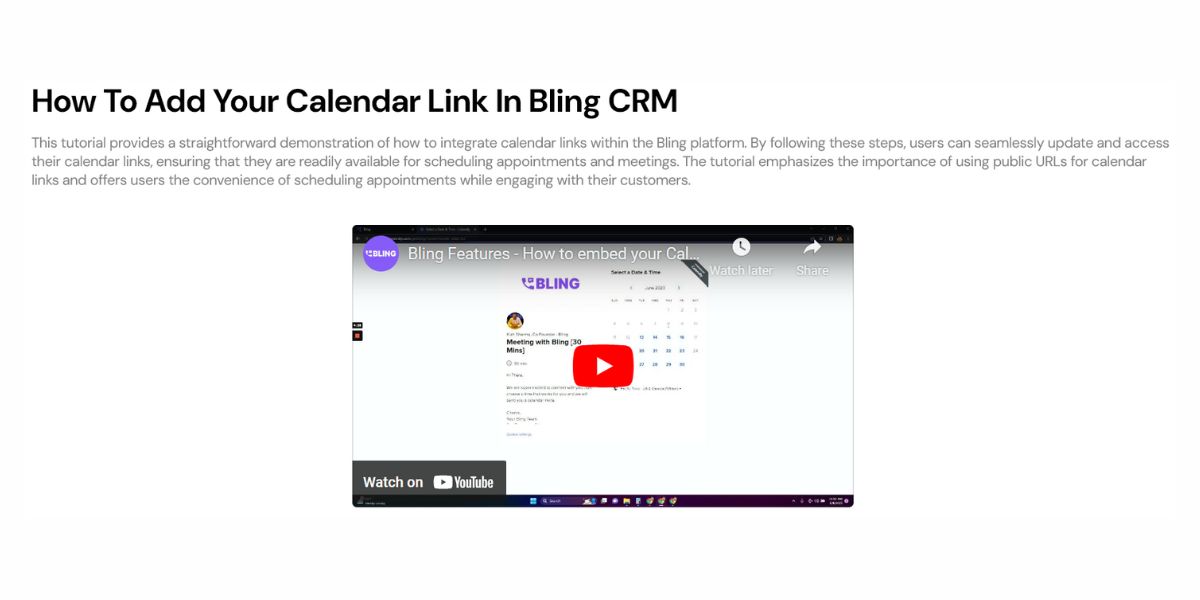 How To Add Your Calendar Link In Bling CRM
